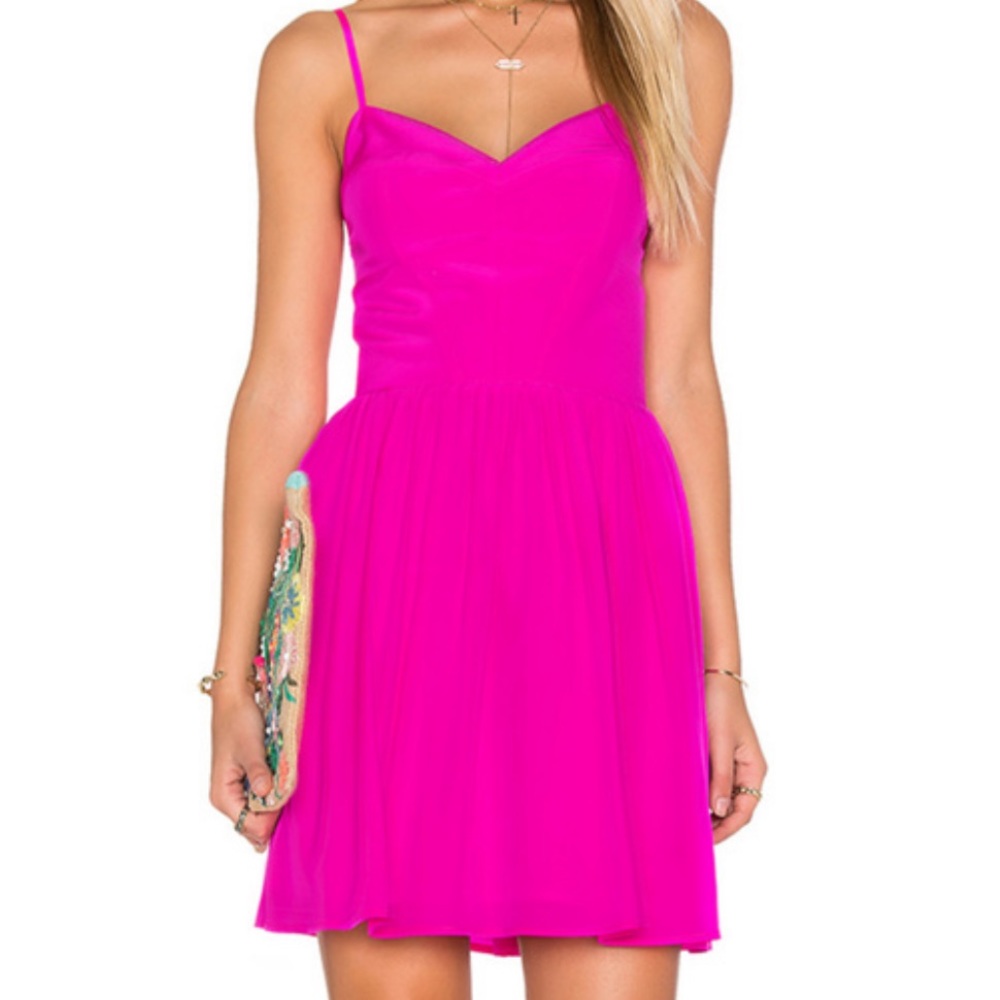 Amanda Uprichard hot pink silk dress